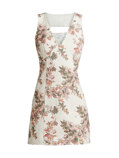 Georgia Floral Sleeveless Denim Minidress