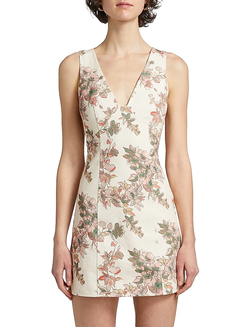 Georgia Floral Sleeveless Denim Minidress