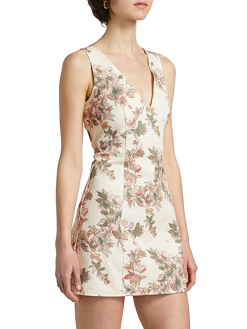 Georgia Floral Sleeveless Denim Minidress