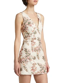 Georgia Floral Sleeveless Denim Minidress