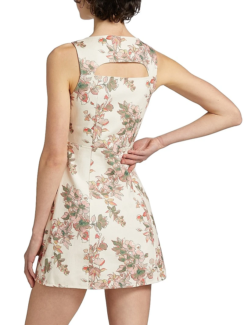 Georgia Floral Sleeveless Denim Minidress