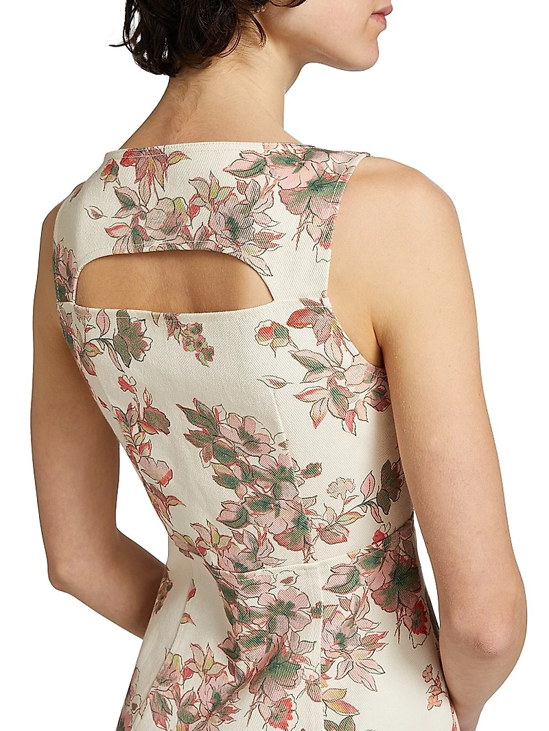 Georgia Floral Sleeveless Denim Minidress