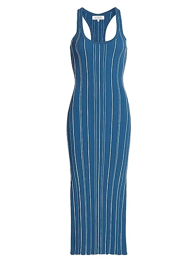 Rose Sapphire Stripe Midi-Dress