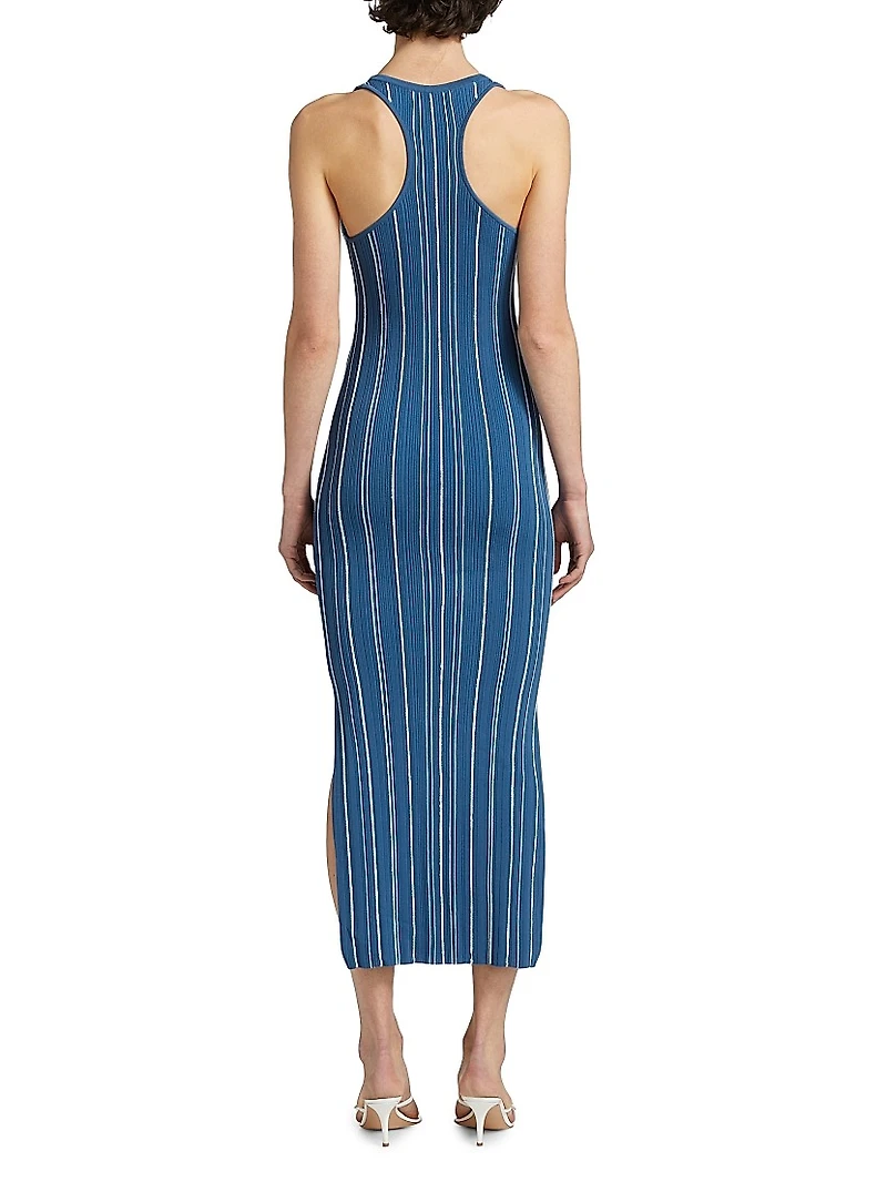 Rose Sapphire Stripe Midi-Dress