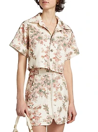 Ellison Floral Button-Front Crop Top