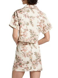 Ellison Floral Button-Front Crop Top