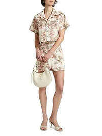 Ellison Floral Button-Front Crop Top