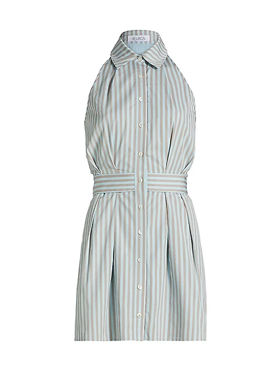 Domino Striped Cotton Sleeveless Minidress