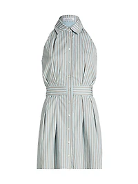 Domino Striped Cotton Sleeveless Minidress
