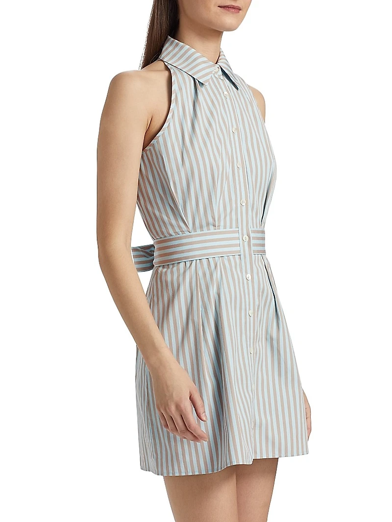 Domino Striped Cotton Sleeveless Minidress