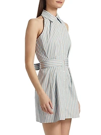 Domino Striped Cotton Sleeveless Minidress