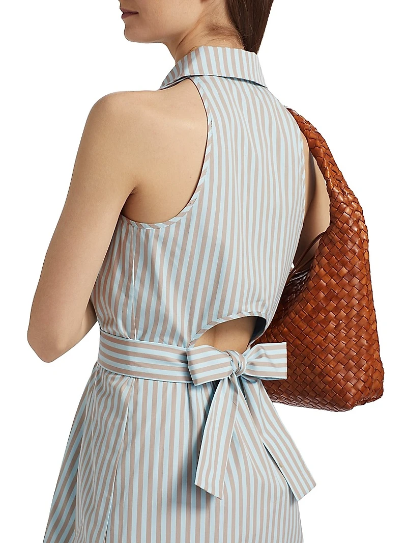 Domino Striped Cotton Sleeveless Minidress