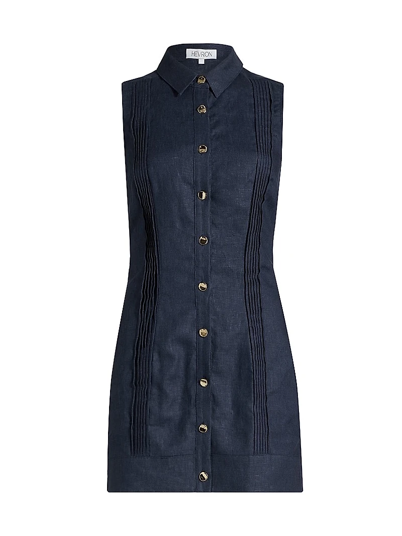 Riva Linen Button-Down Minidress