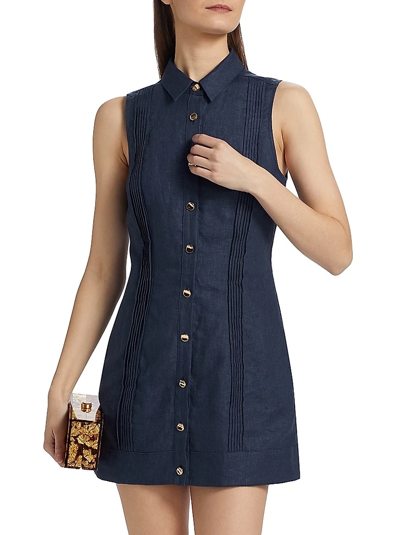 Riva Linen Button-Down Minidress