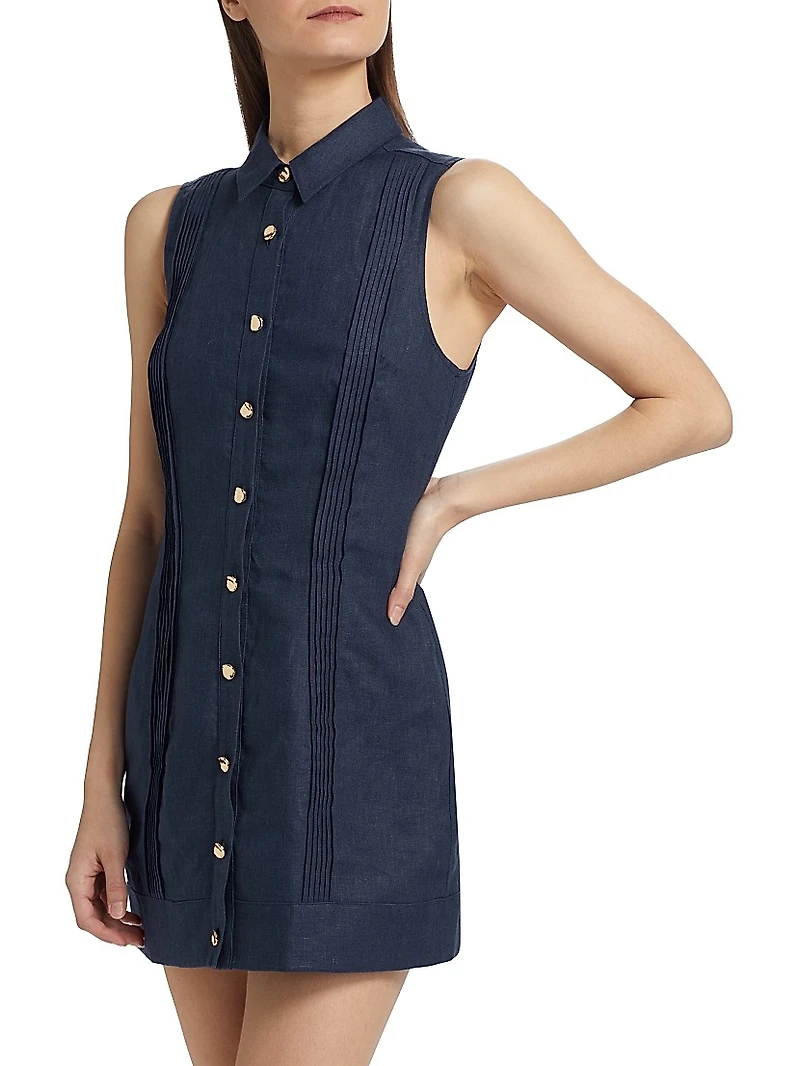 Riva Linen Button-Down Minidress