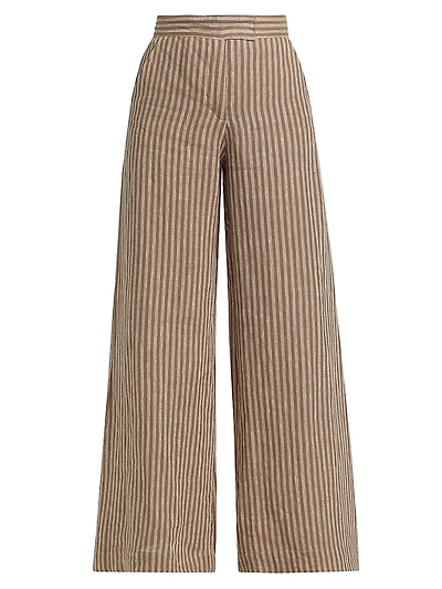 Capri Striped Linen Wide-Leg Pants