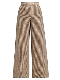 Capri Striped Linen Wide-Leg Pants
