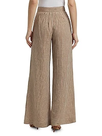 Capri Striped Linen Wide-Leg Pants