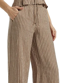 Capri Striped Linen Wide-Leg Pants