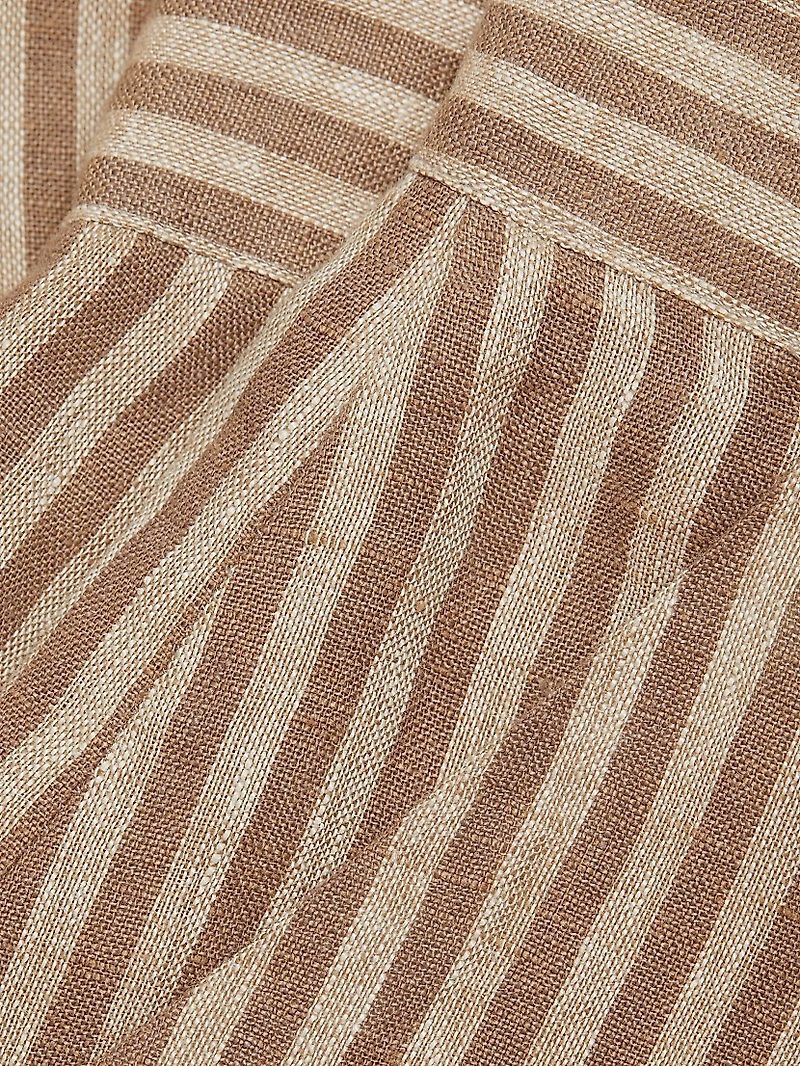 Capri Striped Linen Wide-Leg Pants