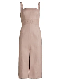 Linen Embroidered Midi-Dress