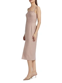 Linen Embroidered Midi-Dress