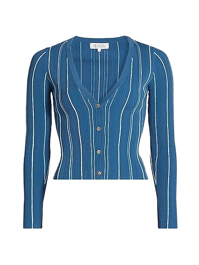 Sapphire Stripe Pearl Cardigan