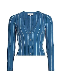 Sapphire Stripe Pearl Cardigan