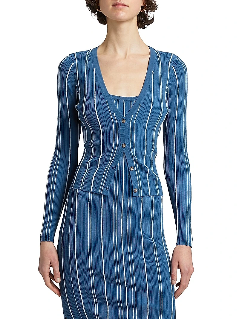 Sapphire Stripe Pearl Cardigan