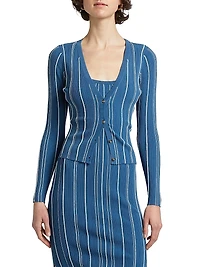 Sapphire Stripe Pearl Cardigan