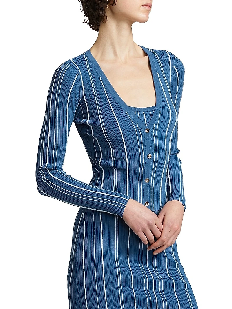 Sapphire Stripe Pearl Cardigan