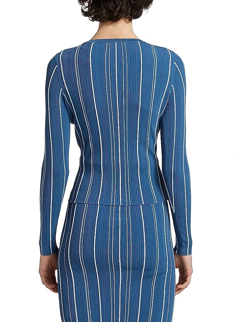 Sapphire Stripe Pearl Cardigan
