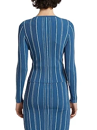 Sapphire Stripe Pearl Cardigan