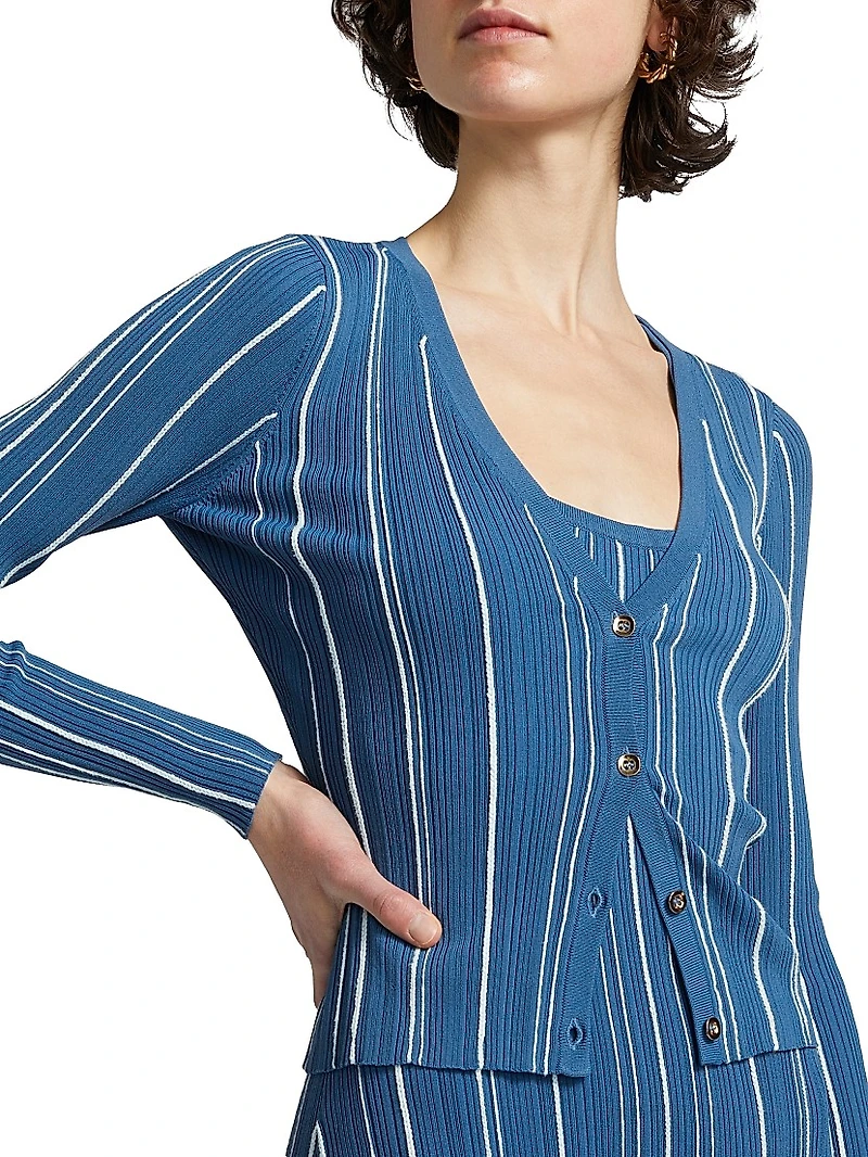 Sapphire Stripe Pearl Cardigan