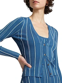 Sapphire Stripe Pearl Cardigan