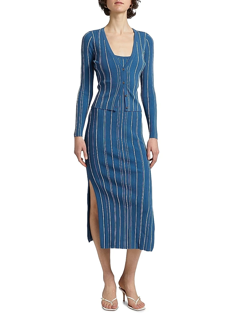 Sapphire Stripe Pearl Cardigan