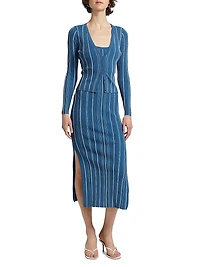 Sapphire Stripe Pearl Cardigan