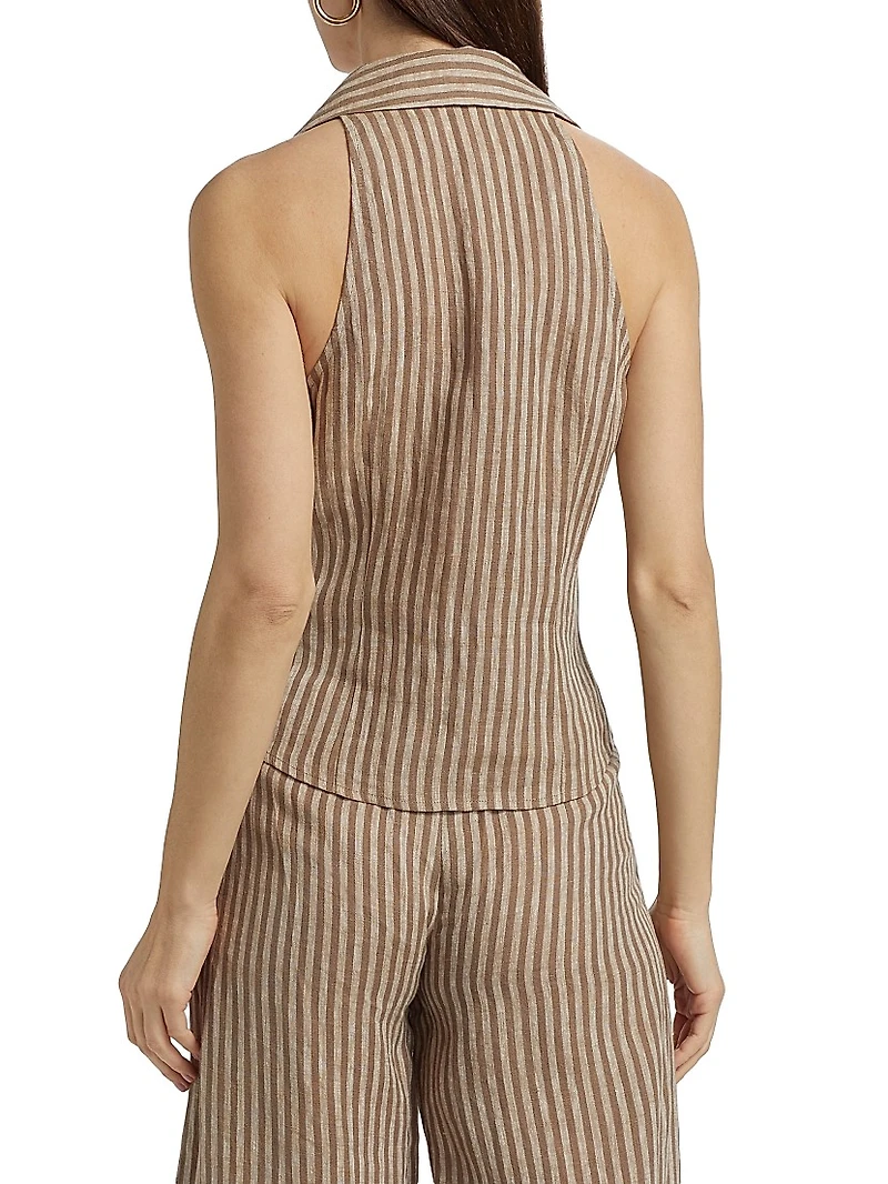Sloan Striped Linen Vest