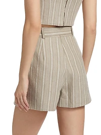 Tessa Striped Linen Belted Shorts