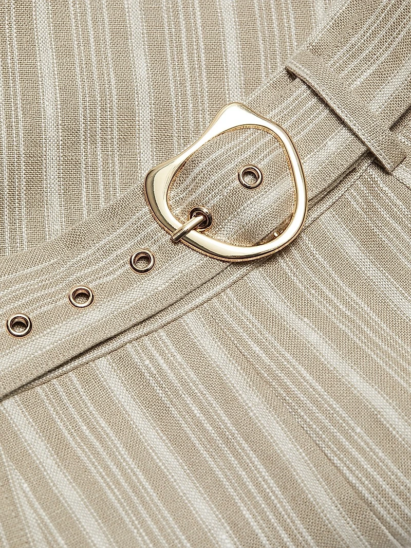 Tessa Striped Linen Belted Shorts