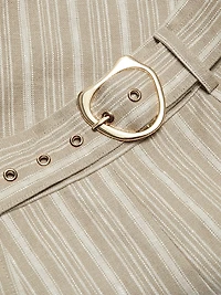 Tessa Striped Linen Belted Shorts
