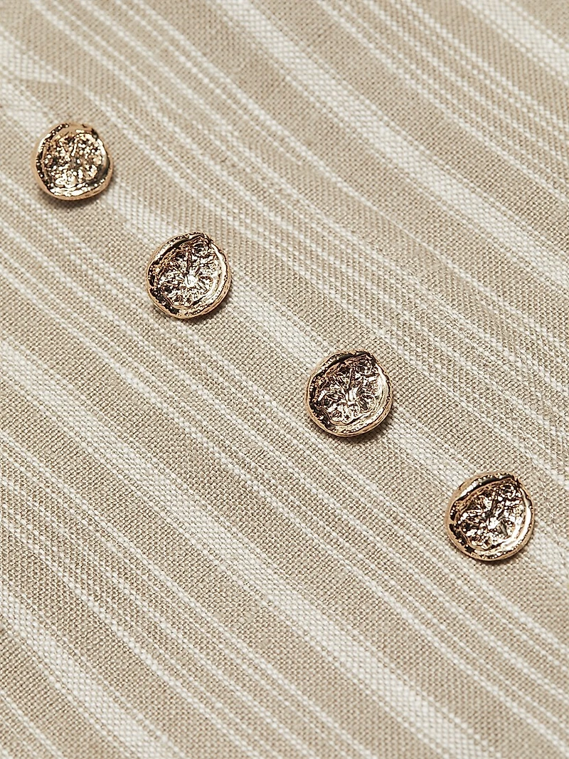 Grace Striped Linen Crop Bustier Top