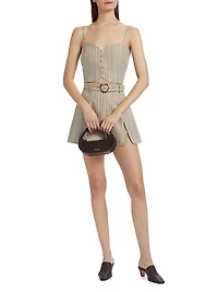 Grace Striped Linen Crop Bustier Top