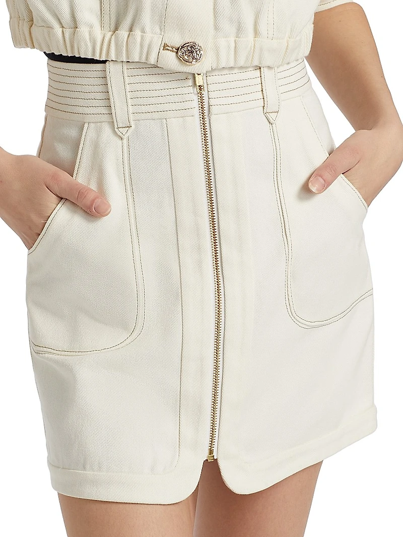 Nora Cotton Zip-Up Miniskirt