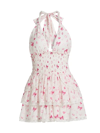 Deanna Bow & Heart Cotton Halterneck Minidress