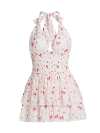 Deanna Bow & Heart Cotton Halterneck Minidress