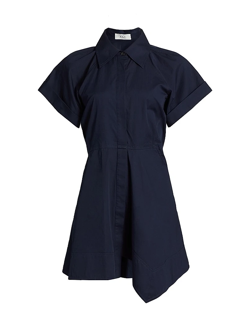 Julie Asymmetric Cotton Mini-Shirtdress
