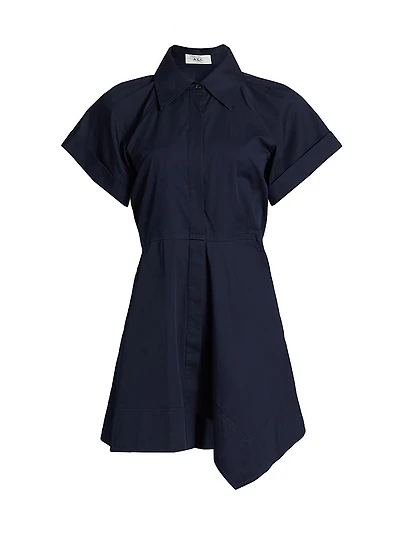 Julie Asymmetric Cotton Mini-Shirtdress