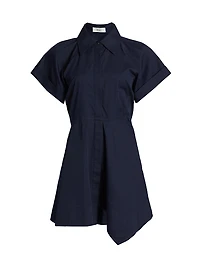 Julie Asymmetric Cotton Mini-Shirtdress