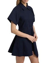 Julie Asymmetric Cotton Mini-Shirtdress
